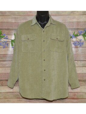 Stag Hill Shirt Mens M Olive Green Corduroy Shirt Overshirt Shacket Pockets